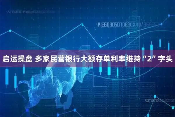 启运操盘 多家民营银行大额存单利率维持“2”字头