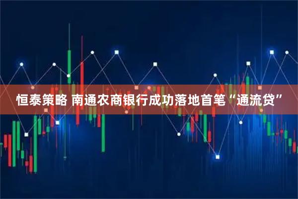恒泰策略 南通农商银行成功落地首笔“通流贷”